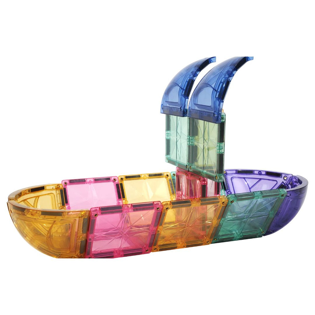 Costruzione magnetica Cleverclixx Small Curved Pack Pastel – barca colorata