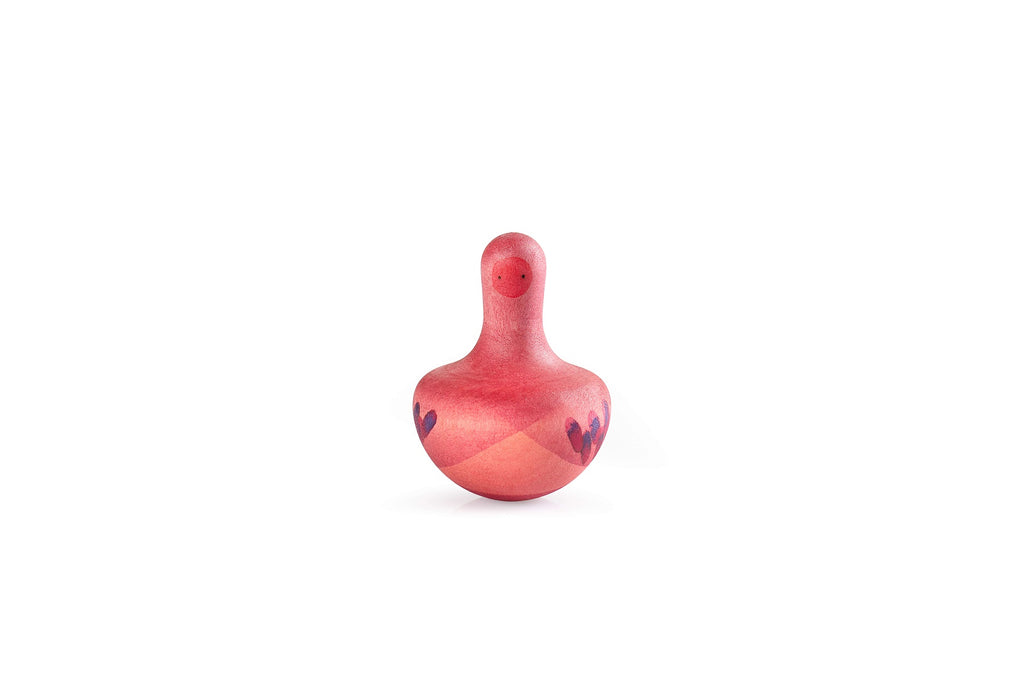Gioco Grapat Chill Pink Bird in legno naturale, figura rosa con decorazioni viola su fondo bianco