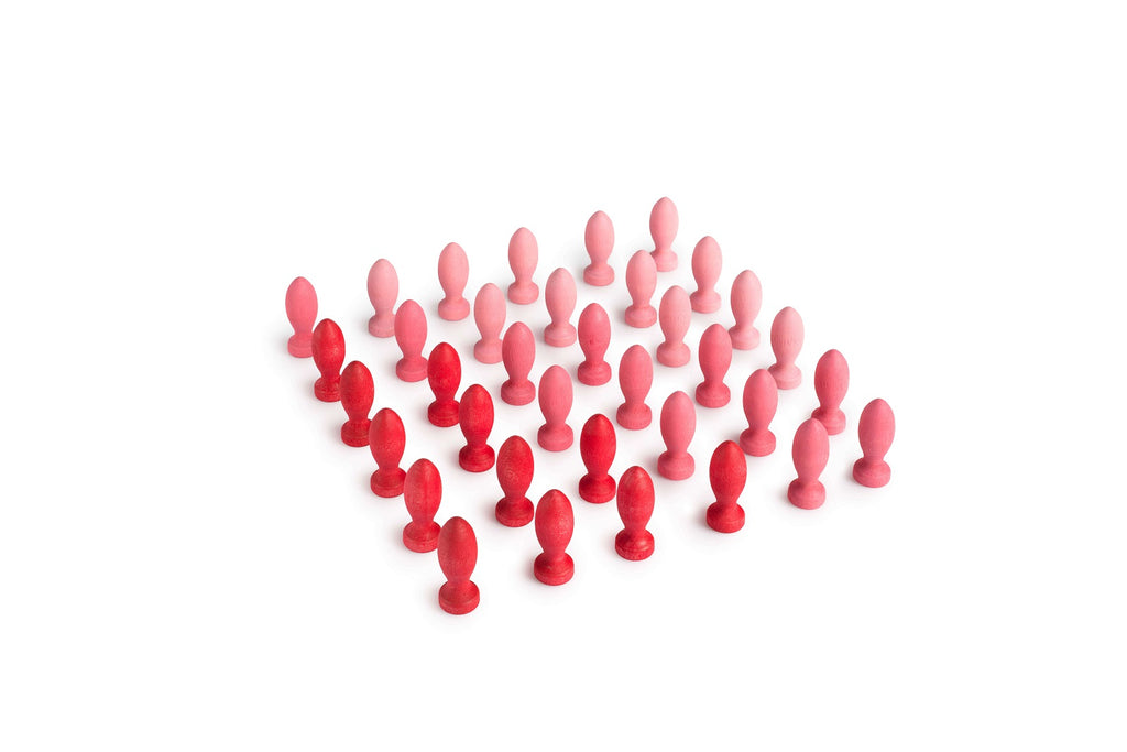 Set Grapat Mandala Flower Petals rosso e rosa disposto su sfondo bianco.